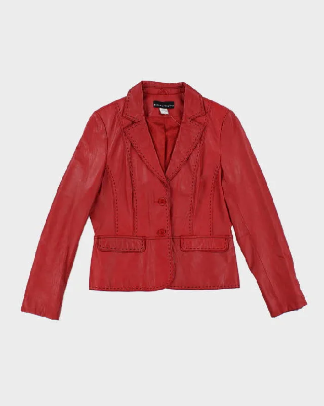 Vintage 90s Bianca Nygara Red Leather Jacket - S Bomber Jacket Anorak Windbreaker