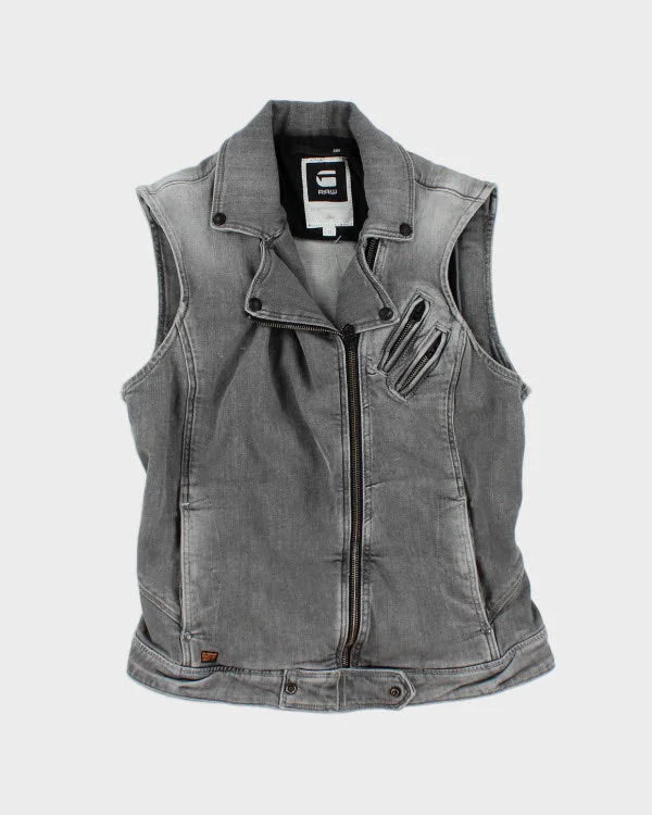 Vintage G-Star Raw Sleeveless Grey Denim Zip Jacket - M Denim Jacket Leather Jacket Suede Jacket