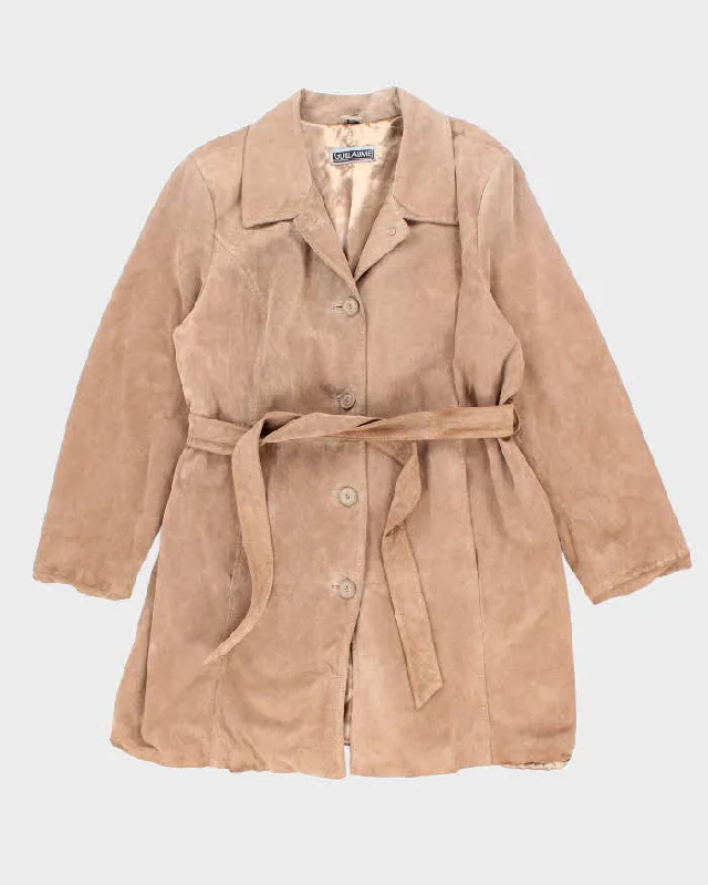 Vintage Guillame Suede Trench Jacket - M Ribbed Jacket Pleated Jacket Ruffled Jacket