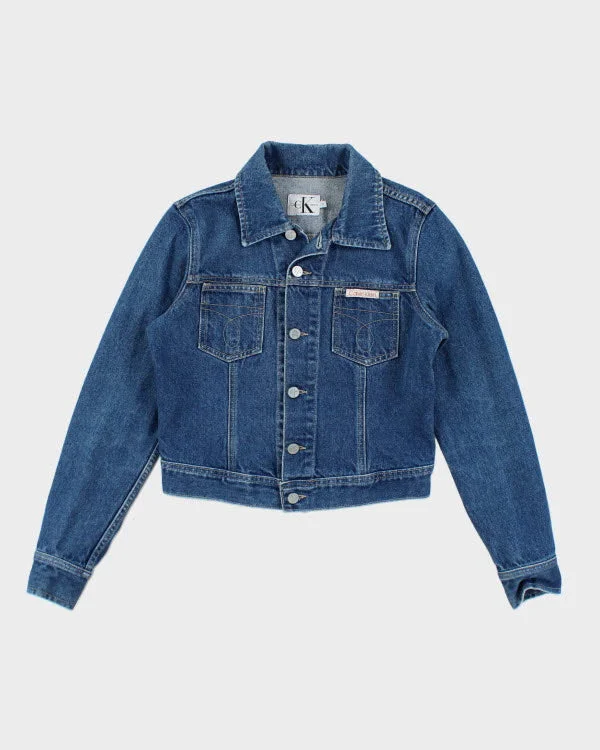 Vintage Y2K Calvin Klein Dark Wash Denim Jacket - S Embroidered Jacket Appliqued Jacket Beaded Jacket