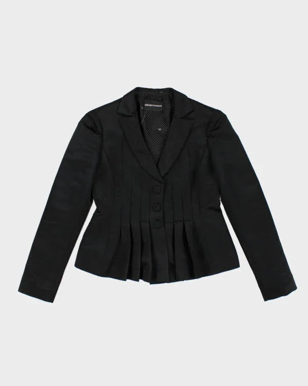 Y2k 00s Armani Satin Pleated Blazer Jacket - S Cardigan Sweater Pullover