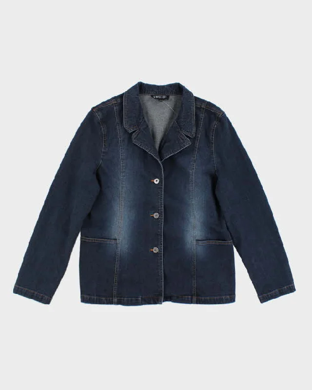 Y2k 00s Women's Denim Jacket - L Toggled Jacket Drawstring Jacket Belted Jacket