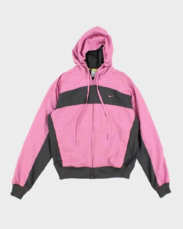 Y2k Women's Nike Pink And Grey Windbreaker Jacket - S Herringbone Jacket Checkered Jacket Solid Jacket