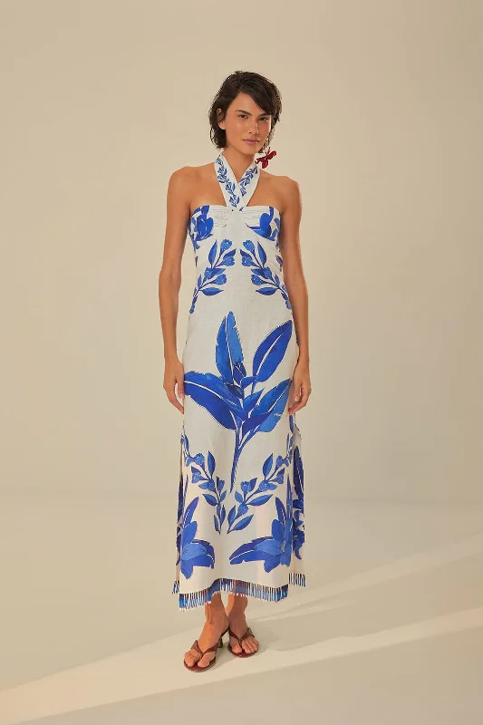 Off-White Blue Yard Sleeveless Maxi Dress Cozy Wrap Maxi Dress