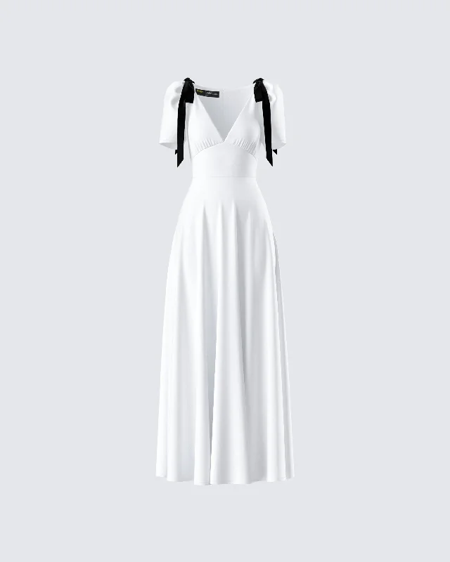 Braelyn White Maxi Dress Cozy Maxi Dress with Slit