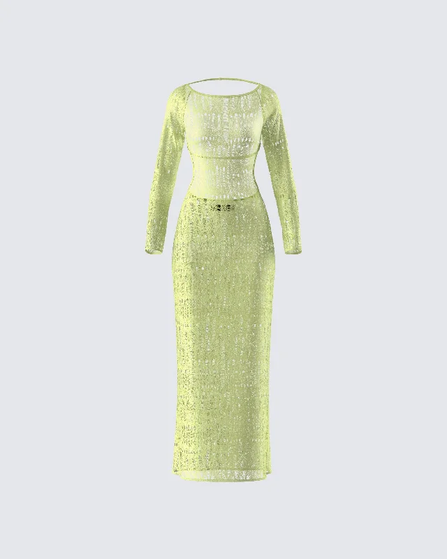 Hartley Green Open Knit Maxi Dress Trendy Maxi Dress with Belt