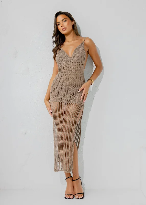 THE ARIA CROCHET MAXI DRESS Stylish V-Neck Maxi Dress