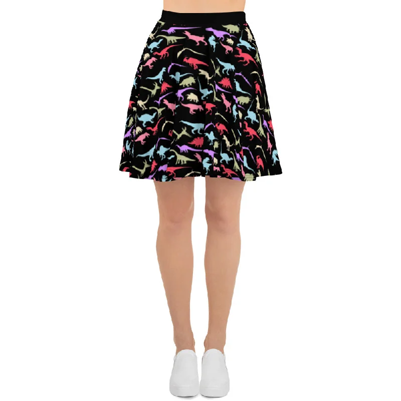 Colorful Dino's - Women's Dinosaur Skirt corduroy skirt cozy