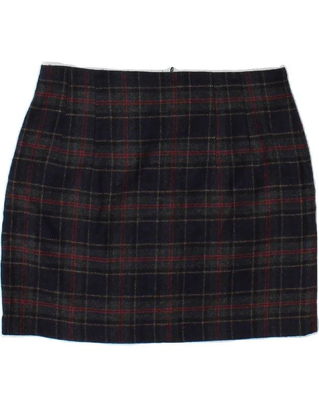 FRENCH CONNECTION Womens Mini Skirt UK 12 Medium W28  Navy Blue Check Wool cashmere skirt fine