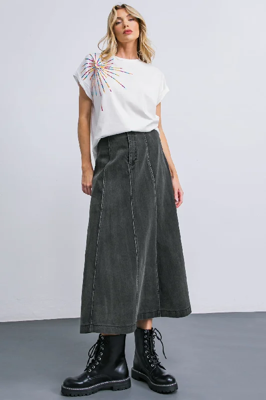 GOING WITH THE SEASON DENIM SKIRT wool skirt sturdy