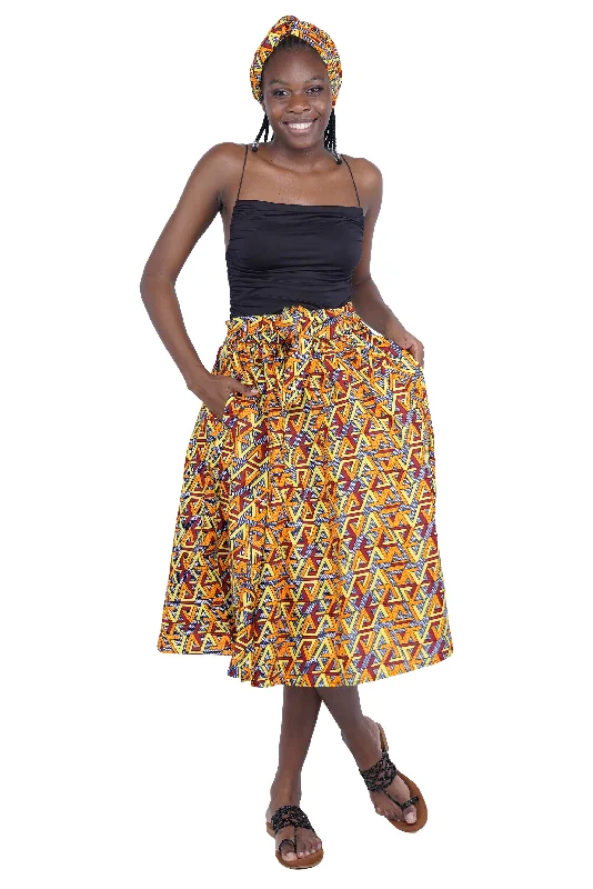 African Midi/Calf Length  Skirt linen skirt breathable