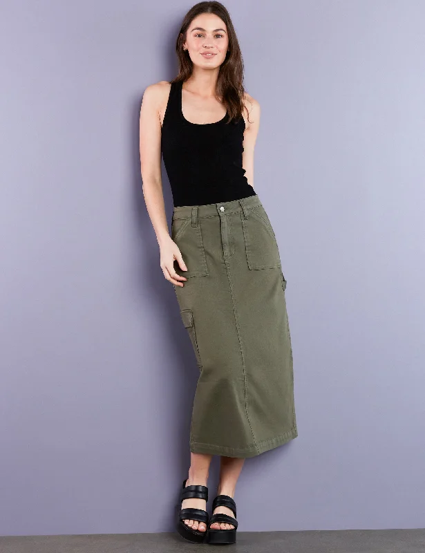 Patch Cargo Midi Skirt denim skirt fashionable