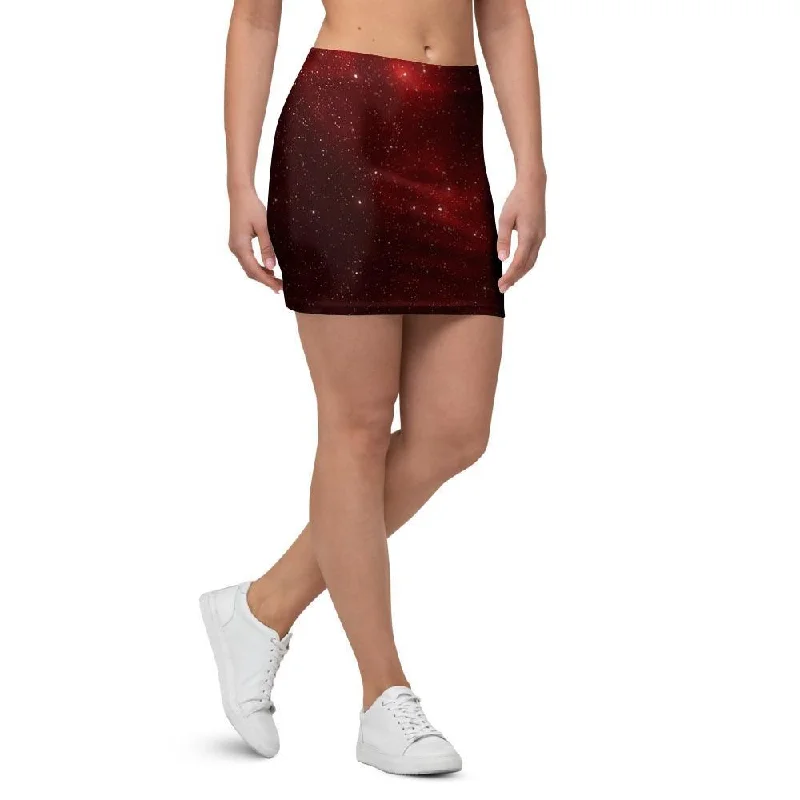 Red Nebula Galaxy Space Mini Skirt chiffon skirt airy