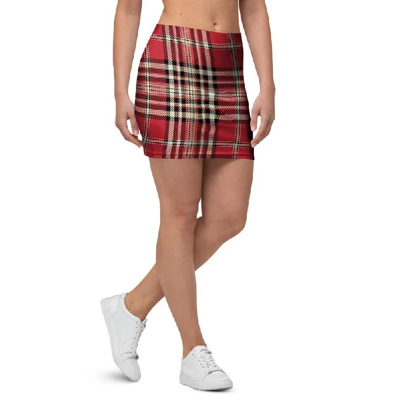 Red Plaid Tartan Scottish Mini Skirt low waist skirt