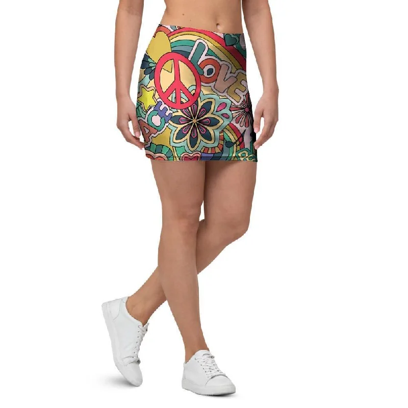 Retro Hippie Mini Skirt high slit skirt