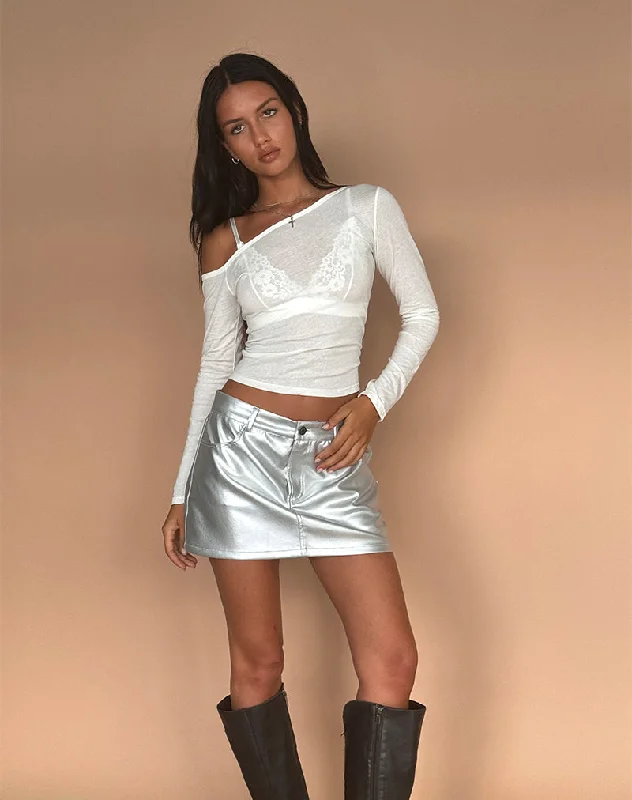 Rwila Skirt in Metallic PU Silver summer skirt style