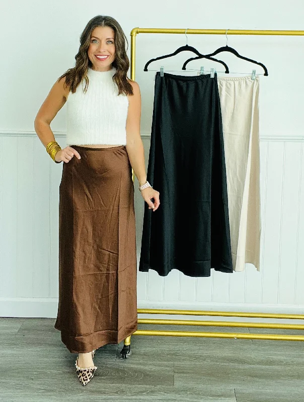 Satin Slip Midi Skirt (Reg.) - 3 Colors seamless skirt comfort