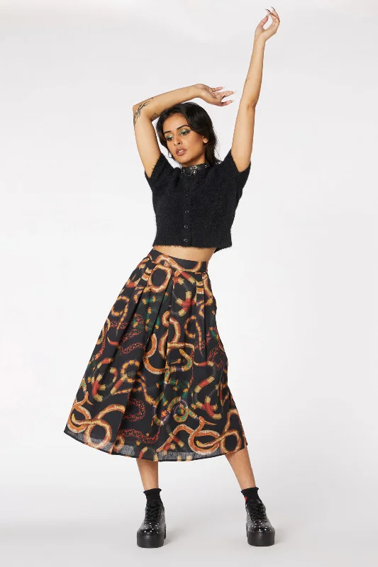 Serpent Print Pleated Skirt boho skirt vibe