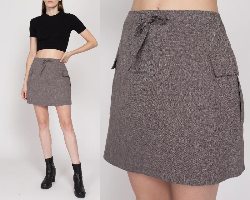 Small 90s Grey Cargo Pocket Mini Skirt 26" seamless skirt comfort