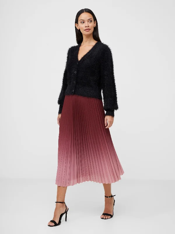 Sunburst Crepe Pleat Midi Skirt satin skirt smooth